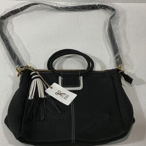 NEW!! Women’s HOBO Shelia Black and White Leather Shoulder Bag Medium
